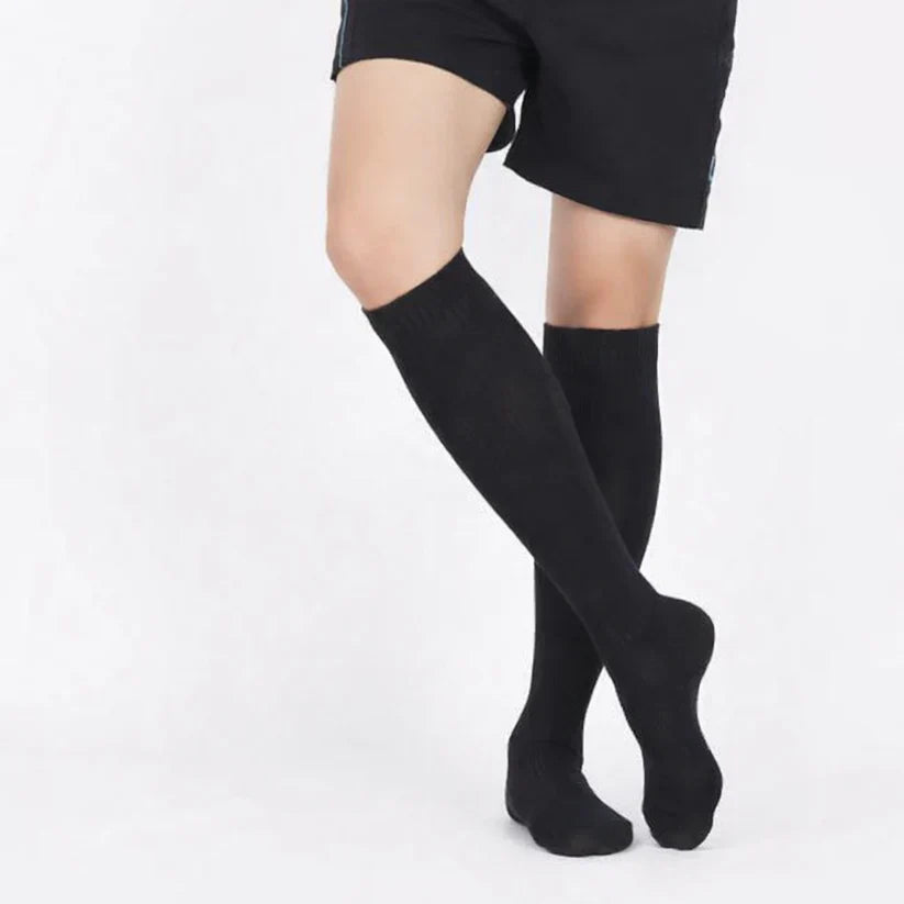 Classic Black Knee-High Sports Socks 3 pairs