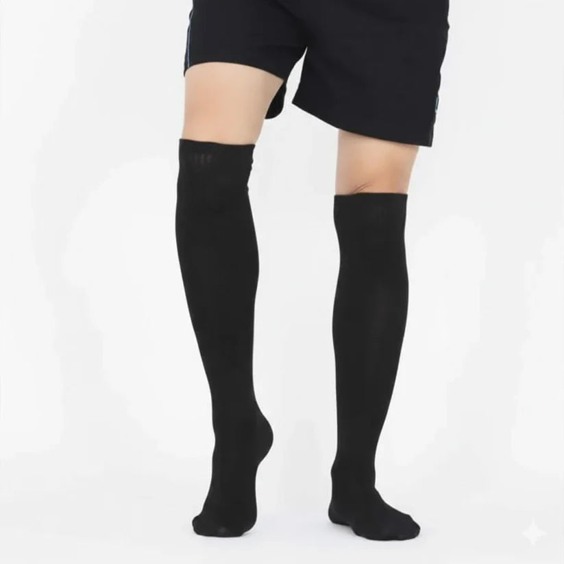 Classic Black Knee-High Sports Socks